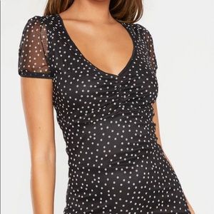 Black polka print body on dress